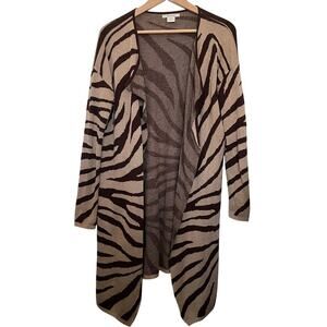 Ariat Logan Cardigan Brown Animal‎ Print Open Front Kimono Mob Wife Size Medium